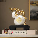DecorBites™ Golden Gourd Ceramic Sculpture - Modern Art Room Decor
