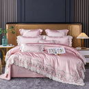 DecorBites™ Lace Silk Cotton Luxury French Wedding Bedding Set for Chic Princess Bedrooms