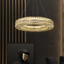 DecorBites™ K9 Crystal Ring Pendant Light: Deluxe LED Interior Decoration for Living Room, Bedroom & Restaurant