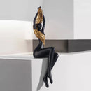 DecorBites™ Large Nude Feathered Body Sculpture | Modern Abstract Sitting Figurine Statues