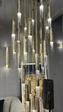 DecorBites™ Crystal LED Staircase Chandelier: Modern Luxury Ceiling Lighting for Living Room Hall Loft