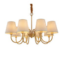 DecorBites™ Copper Ceiling Chandelier with Fabric Lampshade for Living Room and Bedroom