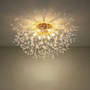 DecorBites™ Golden Dandelion Crystal Chandelier: Warm Nordic LED Ceiling Lamp for Romantic Living Room.