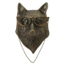 Bronzed Resin Animal Head Sculpture with Glasses Bear Statue Wall Decor  3D Animal Home Halloween Decor