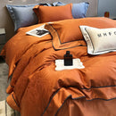 DecorBites™ Jacquard Satin & Egyptian Cotton Patchwork Bedding Set - 4pcs