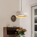 DecorBites™ LED Pendant Lamp Black Iron Wabi Sabi Hanging Light - Yellow Travertine