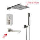 DecorBites™ Black Wall Mounted Shower System with Handshower - 12/16 Inch Rainwater Faucet