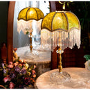 DecorBites™ Green Velvet Tasseling Lampshade for Luxury Nightstand Lamp