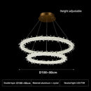 DecorBites™ Crystal Flower LED Chandelier: Elegant Round Pendant Light for Dining & Living Room