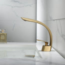 DecorBites™ Brushed Gold Basin Mixer Tap Single Handle Hot Cold Waterfall Faucet