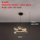 DecorBites™ Clear Glass LED Chandelier: Modern Nordic Hall Parlor Lighting Fixture