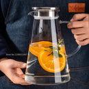DecorBites™ Glass Pitcher - Large Heat-Resistant Borosilicate Jug with Stainless Steel Lid