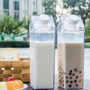 DecorBites™ Clear Milk Carton Water Bottle & Drinking Cup, Portable Plastic Juice Tea Storage