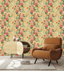 Voguish Yellow Floral Wallpaper