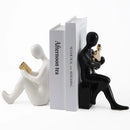 DecorBites™ Abstract Nordic Style Ceramic Character Bookends Set for Office Bookcase Decor