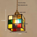 DecorBites™ Cube LED Pendant Lamp Walnut Wood Glass Hanging Lights for Restaurant and Bedroom
