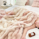 DecorBites™ Gradient Pink Double Layer Faux Fur Winter Blanket