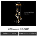 DecorBites™ Diamond Crystal Chandelier Staircase LED Golden Large Living Room Hall Lighting