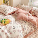 DecorBites™ Cotton Flower Printed Comforter Set: Breathable Double-Layer Yarn, Soft Bedding for Girls