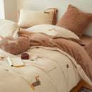 DecorBites™ Embroidered Imitation Cashmere Bedding Set for Queen Bed Warm Winter Cozy Set