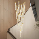 DecorBites™ Crystal Staircase Chandelier LED Modern Interior Designer Gold Attic Lamps