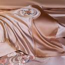 DecorBites™ Elegant Flowers Embroidery Brocade Cotton Bedding Set - Duvet Cover, Sheet, Pillowcases