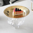 DecorBites™ Glass Fruits Bowl Gold Plated Breakfast Dinner Plates Hotel Restaurant Fruit Plate