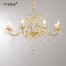 DecorBites™ Gold Crystal Chandelier with Lamp Shade for Elegant Living Room, Bedroom, and Kitchen