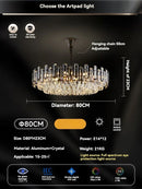 DecorBites™ Gold Crystal Ceiling Chandelier: Luxury Modern LED Pendant for Home Décor