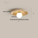 DecorBites™ Acrylic LED Ceiling Lamp Yellow Travertine Wood Canopy Wabi Sabi Style
