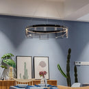 DecorBites™ Glass Circle LED Pendant Light: Stratos Luxury Chandelier for Kitchen Island
