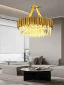 DecorBites™ Gold K9 Crystal Ceiling Chandelier, Dimmable Luxury Living Room Bedroom Lighting