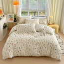 DecorBites™ Cotton Stripe Comforter Cover Set for Single Double Bed - Autumn Winter