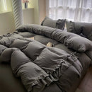 DecorBites™ Korean Princess Ruffles Bedding Set - Soft Microfiber, Duvet Cover Pillowcases - All Sizes