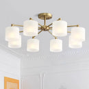 DecorBites™ LED Black/Gold Ceiling Chandelier with Lampshade for Elegant Living Room Decor