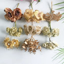DecorBites™ Gold Hybrid Flower Cherry Stamen Berries Bundle for DIY Decor