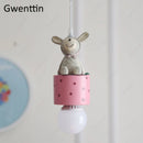 DecorBites™ Kids Animal Pendant Lamp: Rabbit Lion Cat LED Ceiling Light Fixture