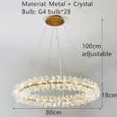 DecorBites™ Clear Crystal LED Chandelier Round Lamp - Gold Metal Wire, Adjustable G4 Bulb
