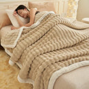 DecorBites™ Cozy Rabbit Plush Blanket: Soft Striped Warm Sofa Throw, Absorbent Breathable Nap Blanket