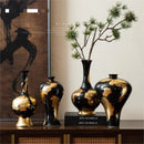 "DecorBites™ Gold Foil Pattern Ceramic Vase - Handcrafted Flowerpot Terrarium Home Decor"