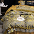 DecorBites™ Brocade Satin Jacquard Luxury Cotton Bedding Set - Duvet Cover, Sheet, Pillowcases
