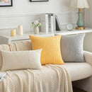 DecorBites™ Corduroy Striped Patchwork Throw Pillow Covers Set, Farmhouse Style Yellow Classic Pillowcases