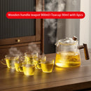 Modern glass teapot with wooden handle kitchen steeping pot