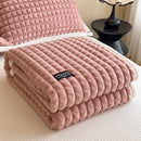 DecorBites™ Cozy Flannel Velvet Blanket: All-Season Solid Color Single Queen Quilt