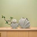"DecorBites™ Ceramic Clam Shell Vase for Home Decor and Terrarium Arrangements"