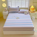 DecorBites™ Cotton Striped Fitted Bed Sheet for Queen Double Mattress Cover