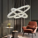 DecorBites™ Crystal Flower LED Chandelier: Modern Luxury Round Ring Pendant Light for Dining & Living Room