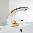 DecorBites™ Gold & White Bathroom Basin Faucet Deck Mounted Sink Tap, Brass with Rose Gold Accent