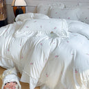 DecorBites™ Korean Princess Rose Flowers Lace Ruffles Bedding Set - Soft Cotton Duvet Cover