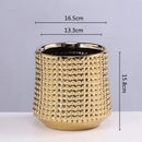 DecorBites™ Gold Ceramic Flower Pot Succulent Vase Terrarium Plant Pots for Home Balcony Decor